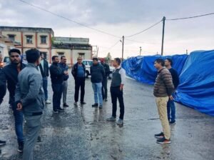 Collector Mr. Sudhir Kochar inspecting paddy procurement centers in the Tendukheda area."