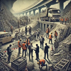 An investigative report exposing corruption and irregularities in road construction, highlighting negligence and the consequences on public infrastructure.