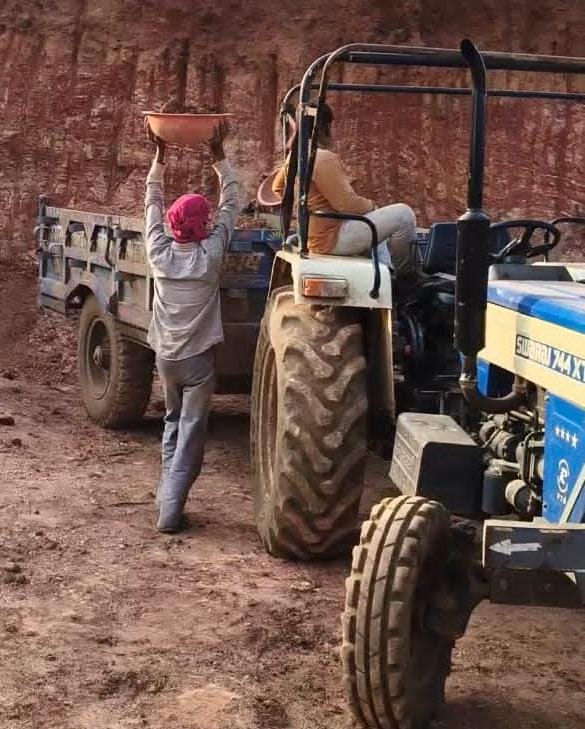 Mining site in Katni showing excavation and transportation of minerals