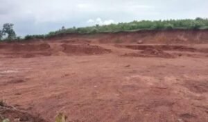 Illegal gravel mining activity at a site in Katni, causing environmental damage