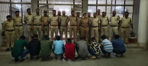 Katni Police conducting a crackdown on illegal liquor and gambling activities.