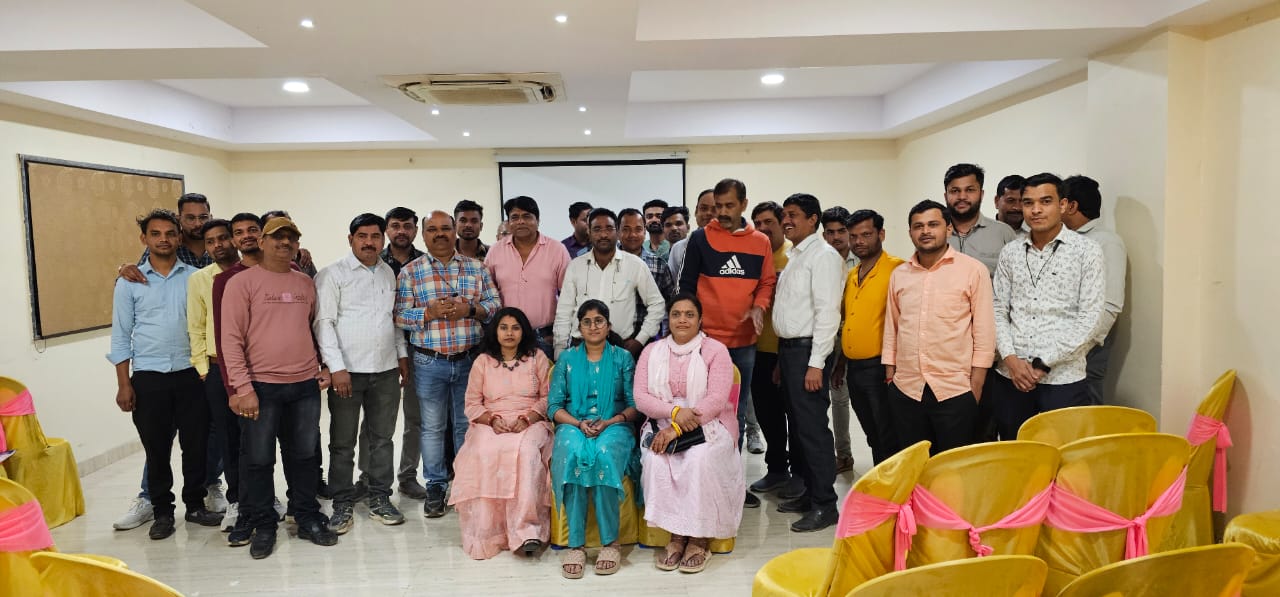 Pathology technicians and officials protesting against the increased bio-medical waste disposal fees in Narsinghpur, demanding fair pricing and government intervention."