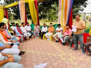 BJP leaders preparing for Shaurya Tiranga Yatra in Bandakpur at Jageshwar Nath Garden