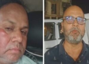 Protesting journalists outside Bhind SP office after alleged police assault on media personnel