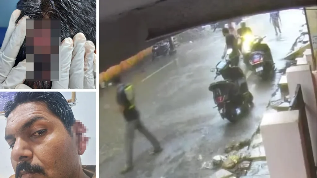 ग्वालियर में सड़क पर हेड कांस्टेबल और वैन ड्राइवर पर हमला, CCTV में कैद वारदात