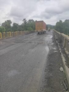 Damaged highway and broken bridge between Mandla and Jabalpur on NH-30