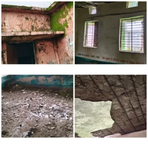 Cracked roof and exposed rods in Balaghat's Kotbir Kona primary school, children forced to study in unsafe conditions