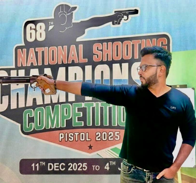 Sohan Singh from Bhopal receiving recognition as Renowned Shooter at National Shooting Championship Delhi