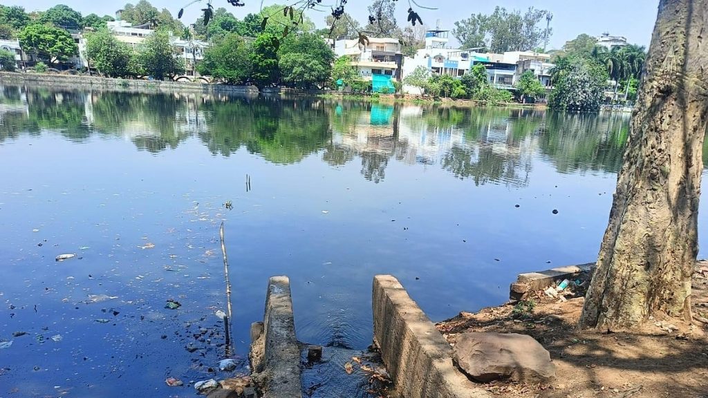 भोपाल की लोअर लेक (छोटा तालाब) के किनारे नाले से झील में पहुंचता सीवेज का पानी
